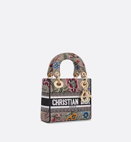 MINI LADY D-LITE BAG Pink Multicolor Dior Petites Fleurs Embroidery