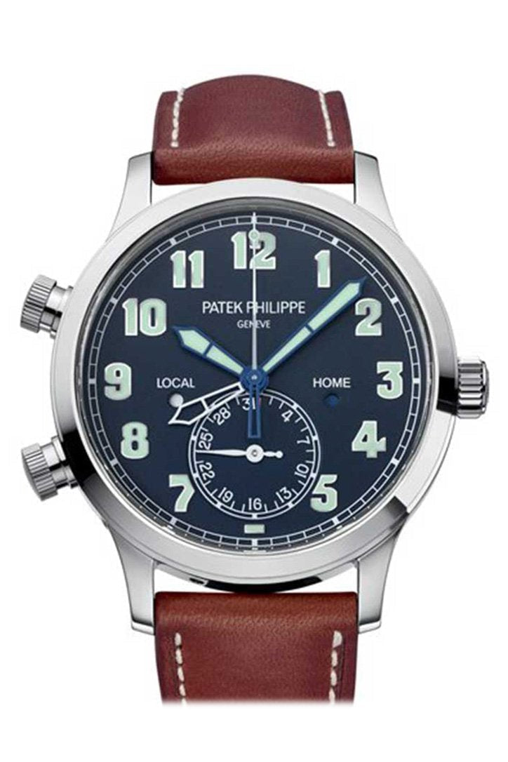 PATEK PHILIPPE Complications Calatrava Pilot Travel Time Blue Dial Mens Watch 5524G-001