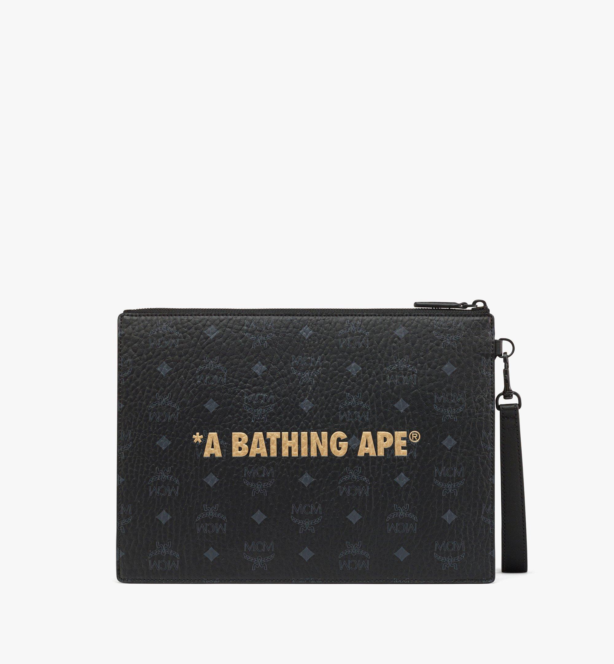 MCM X BAPE WRISTLET ZIP POUCH IN VISETOS