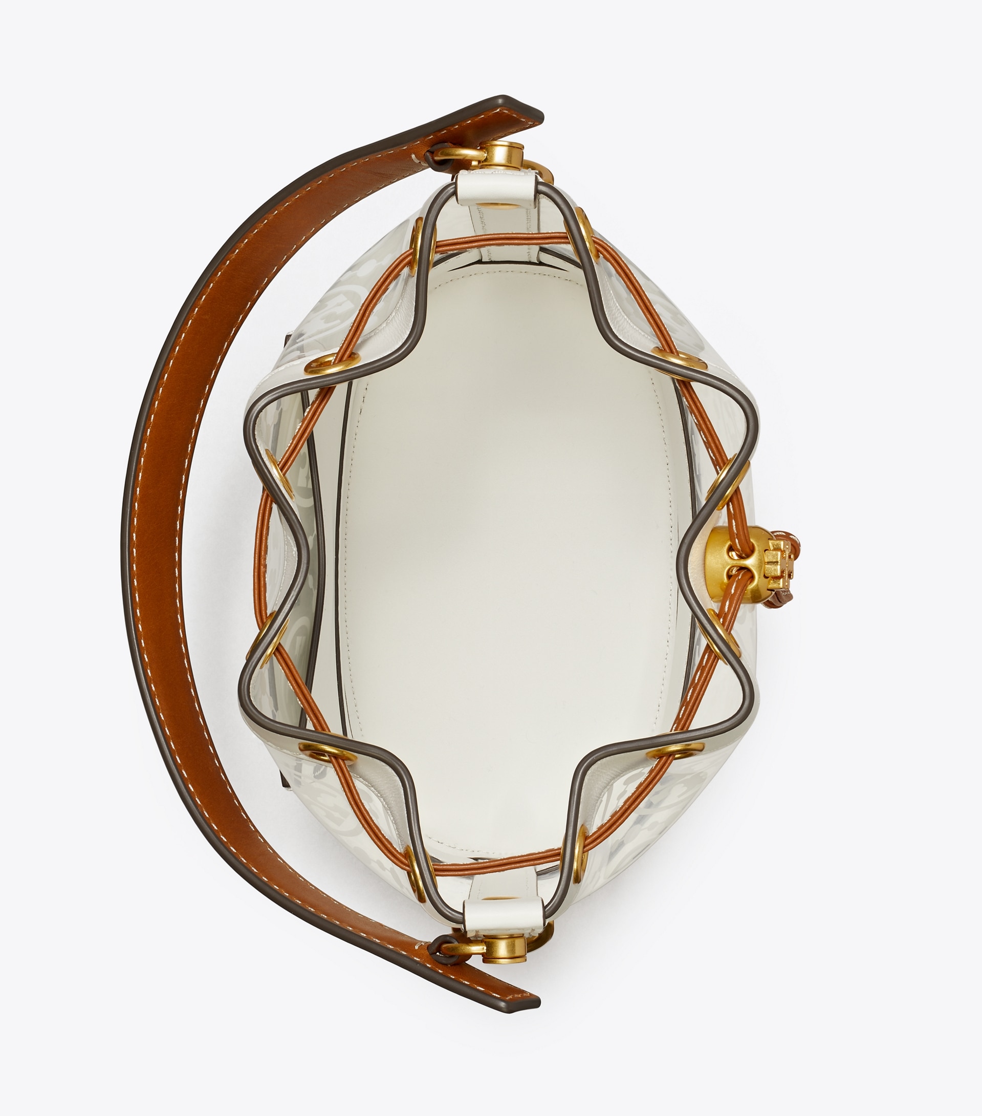 T MONOGRAM CLEAR BUCKET BAG