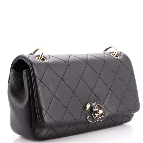 Chanel Twist Chain Enamel CC Flap Bag Quilted Lambskin Medium