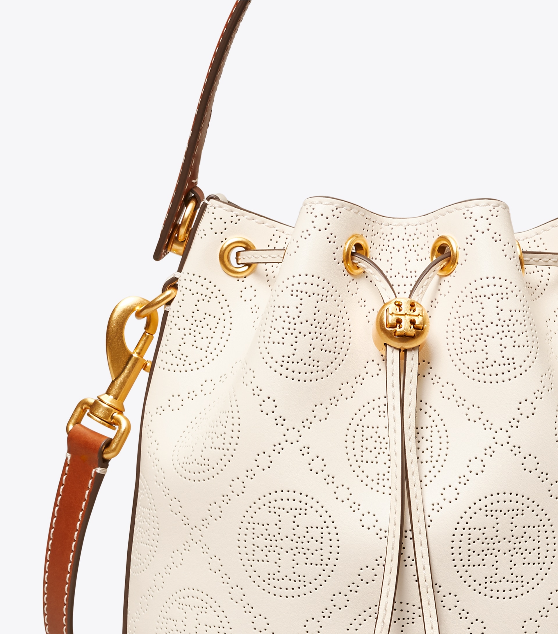 T MONOGRAM PERFORATED BUCKET BAG