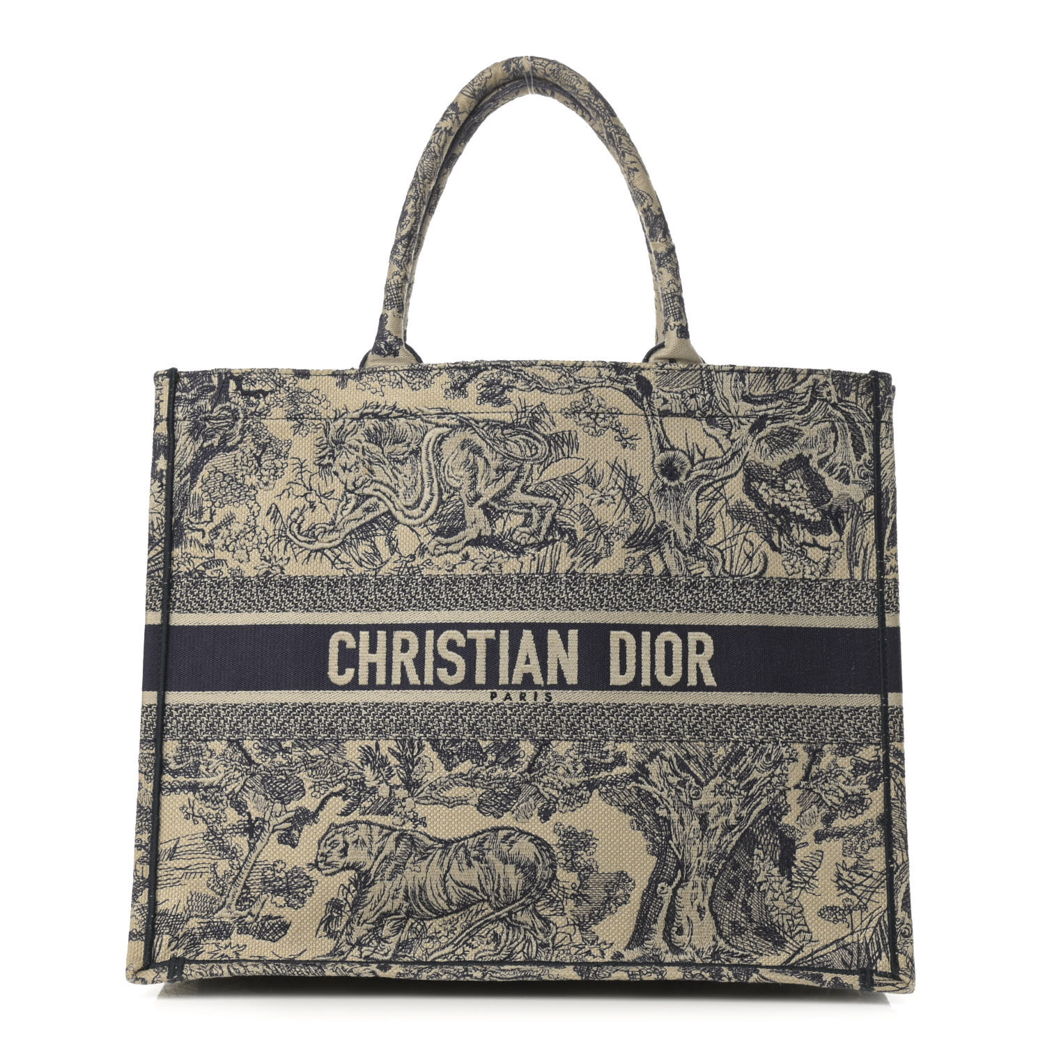 CHRISTIAN DIOR Canvas Embroidered Large Dioriviera Toile De Jouy Book Tote Blue