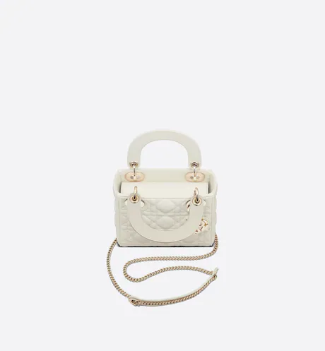 MINI LADY DIOR BAG Latte Cannage Lambskin