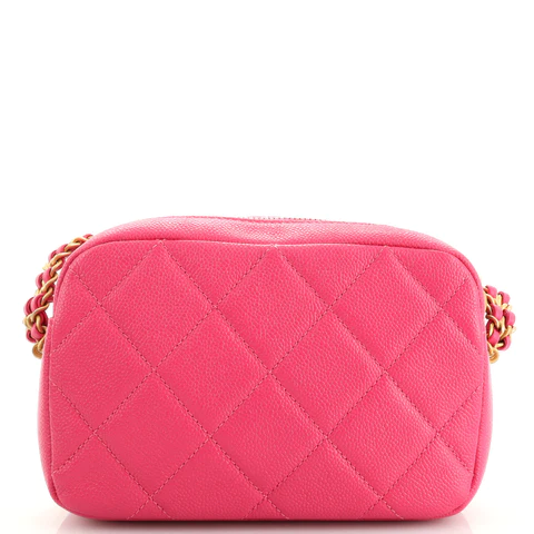 Chanel Chain Melody Camera Bag Quilted Caviar Small