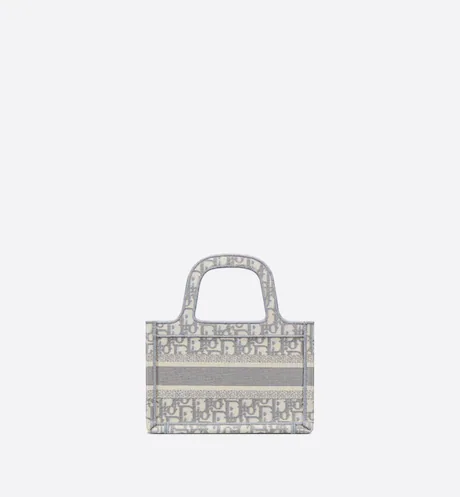 MINI DIOR BOOK TOTE Gray Dior Oblique Embroidery (22,5 x 15 x 6 cm)