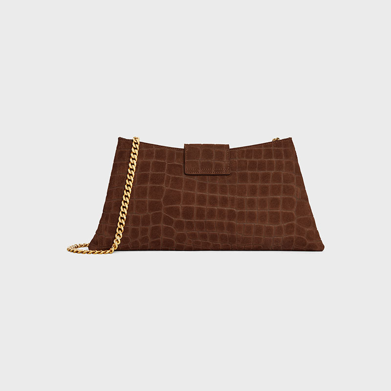 WILTERN CLUTCH TRIOMPHE SOFT IN CROCODILE EMBOSSED SUEDE CALFSKIN