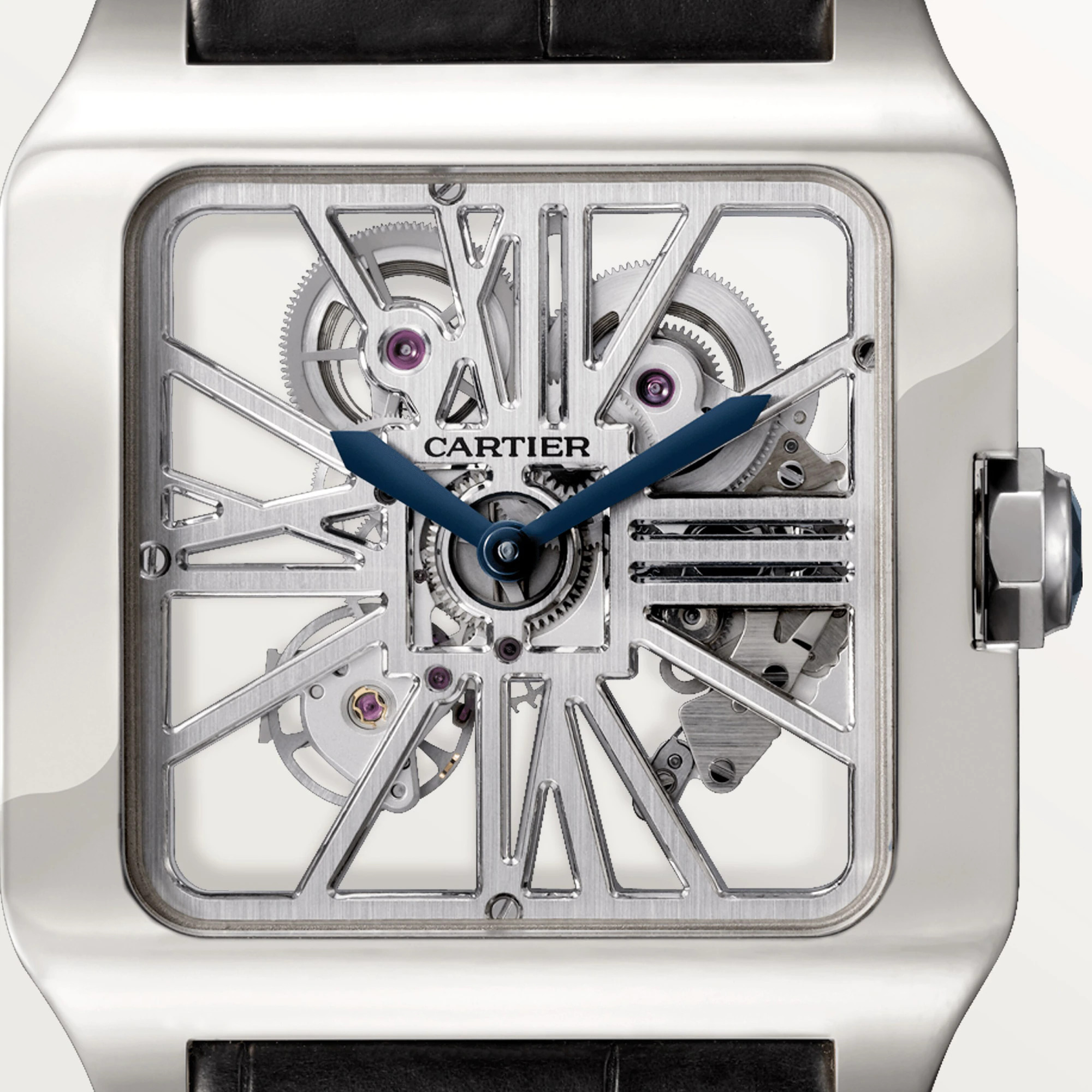 CARTIER Santos Skeleton 18K White Gold Mens Watch, W2020033