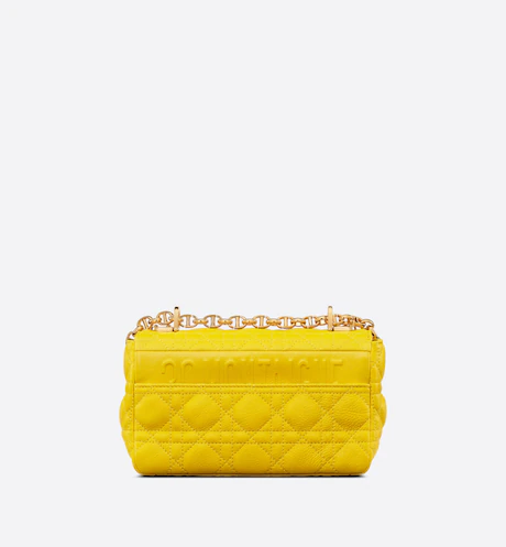 SMALL DIOR CARO BAG Yellow Supple Cannage Calfskin