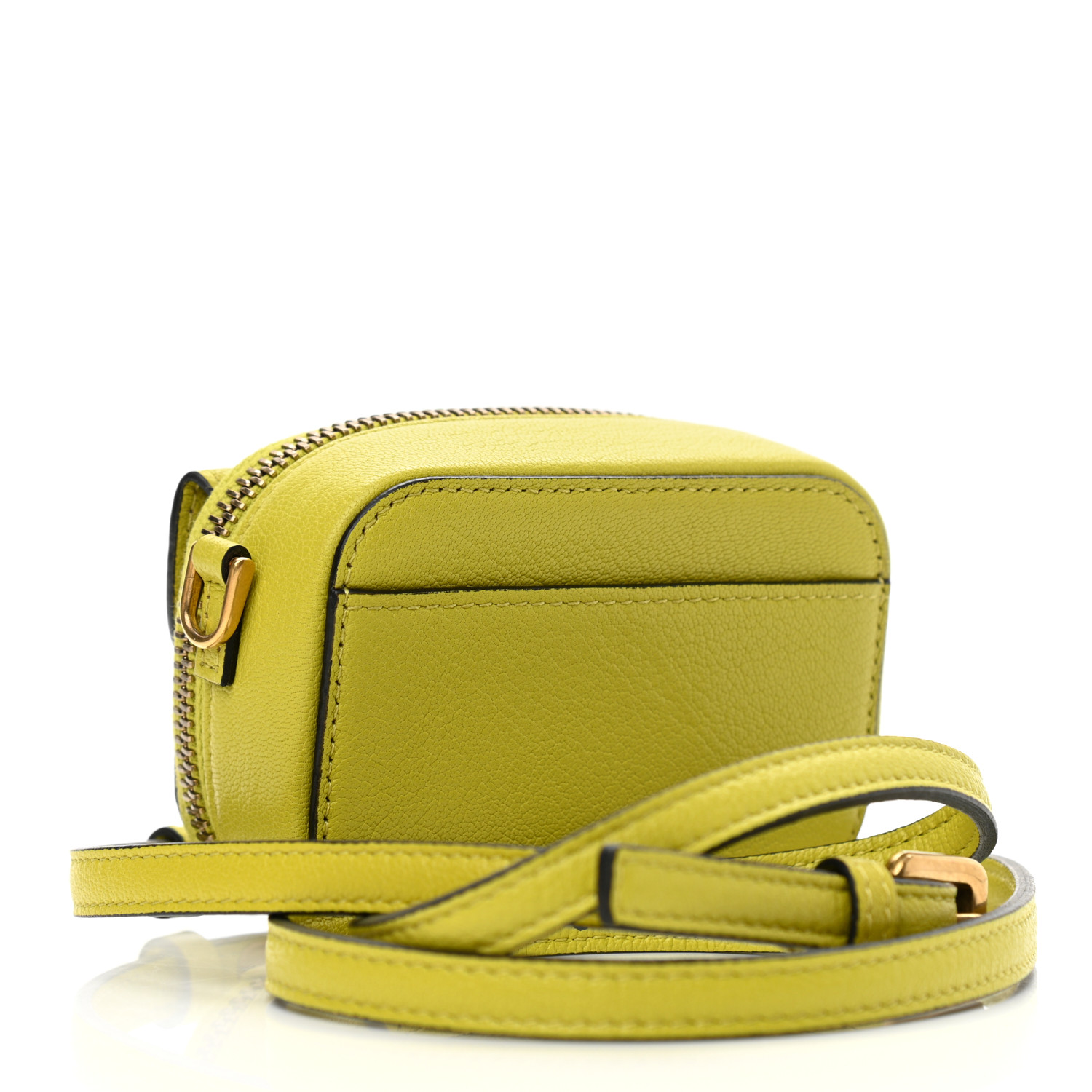 CHRISTIAN DIOR Goatskin Mini Saddle Shoulder Strap Pouch Lime