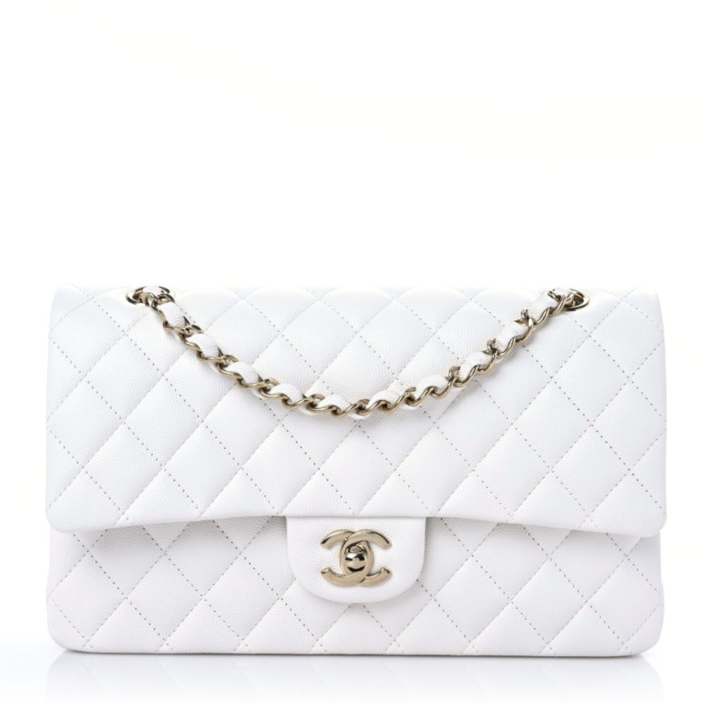 Chanel classic chain bag white