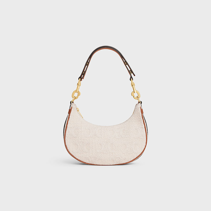 MEDIUM AVA STRAP BAG IN TEXTILE WITH TRIOMPHE CROCHET EMBROIDERY