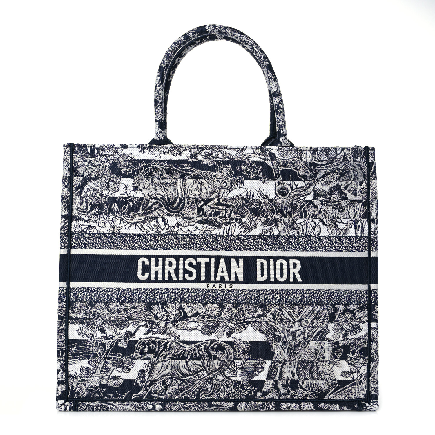 CHRISTIAN DIOR Canvas Embroidered Large Dioriviera Toile De Jouy Book Tote Blue