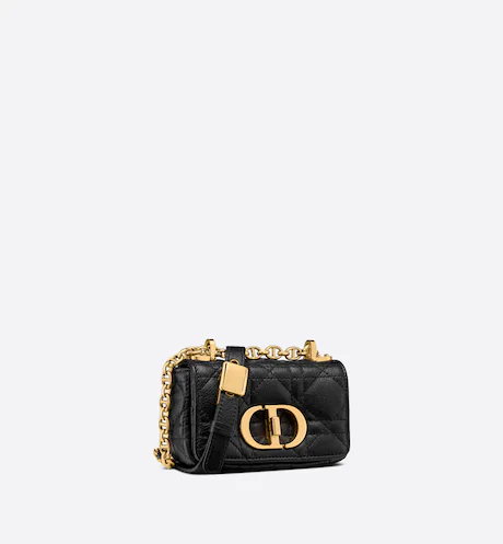 MICRO DIOR CARO BAG Black Supple Cannage Calfskin