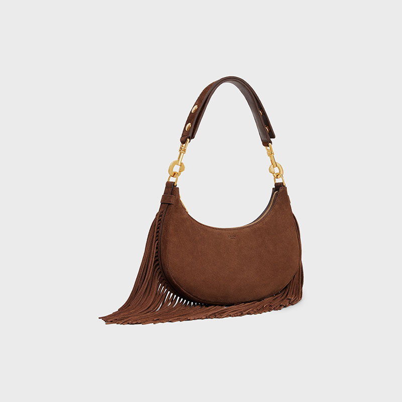 MEDIUM AVA STRAP BAG WITH FRINGES IN SUEDE CALFSKIN