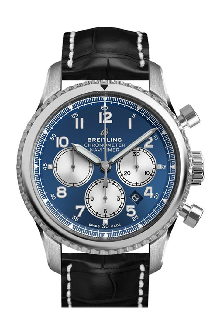 BREITLING Navitimer Chrono Blue Dial Black Croc Tang AB0117131 C1P1