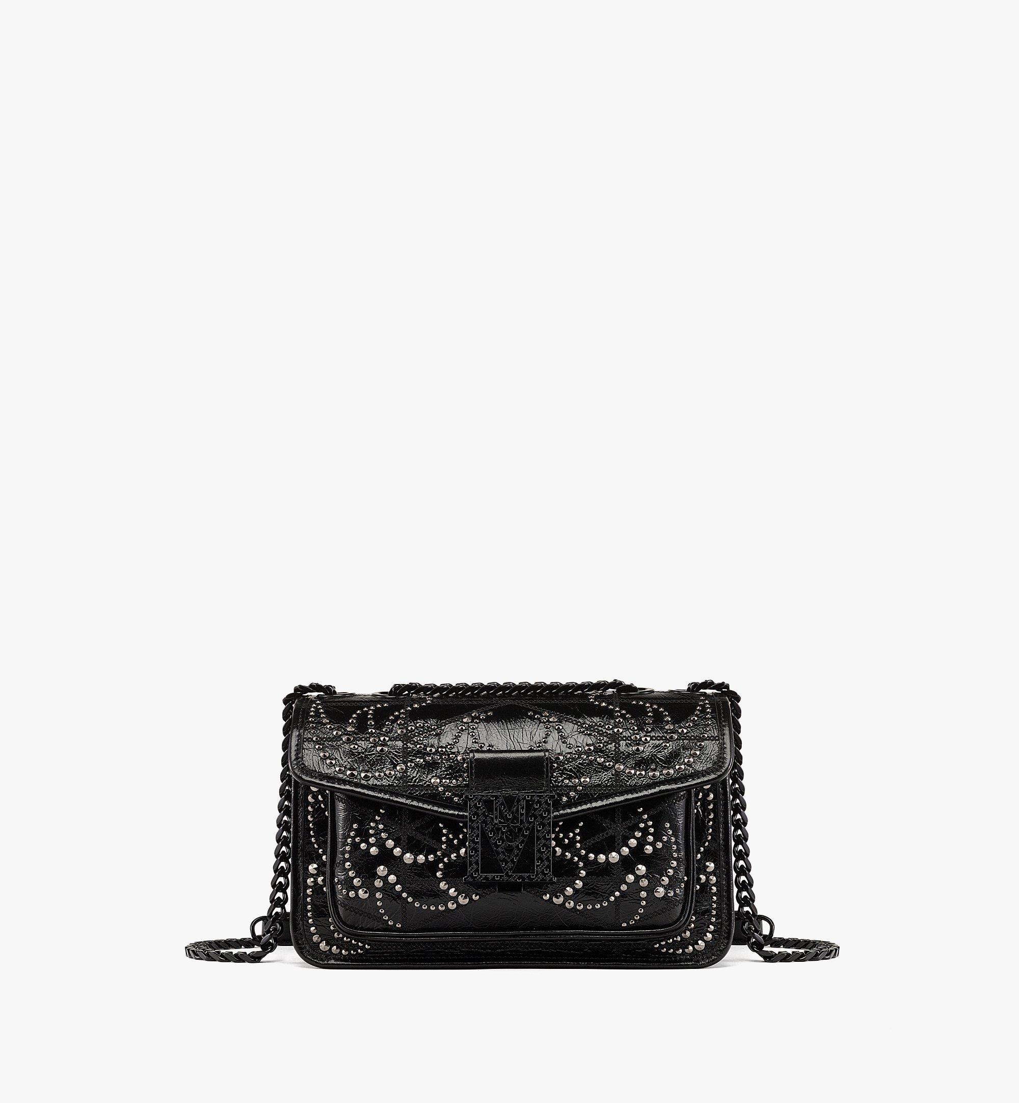 TRAVIA STUDDED SHOULDER BAG IN CRUSHED LEATHER