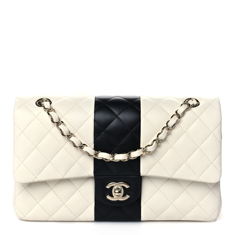 Chanel 22c black and white color blocking panda large mini rhombus chain bag