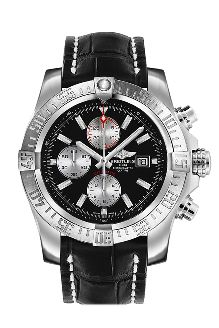 BREITLING Super Avenger 2 Black Leather Deployment A1337111 BC29