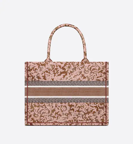 MEDIUM DIOR BOOK TOTE Metallic Pink Dior Brocart Embroidery (36 x 27.5 x 16.5 cm)