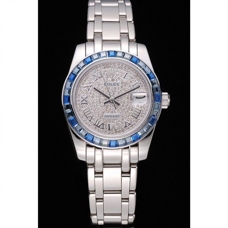 ROLEX Datejust Diamond Dial Blue Jewels Bezel Stainless Steel Case And Bracelet 622834