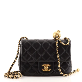 Chanel Pearl Crush Square Flap Bag Quilted Lambskin Mini