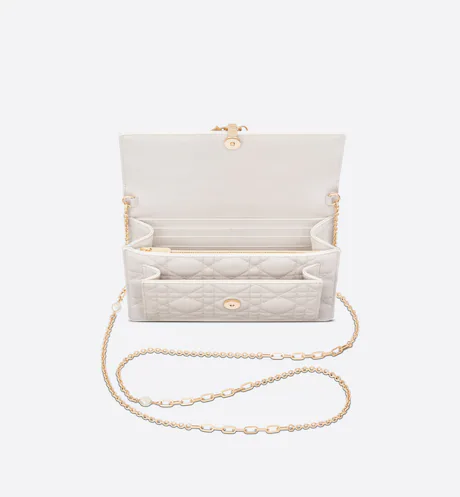 LADY DIOR CHAIN POUCH Latte Cannage Lambskin