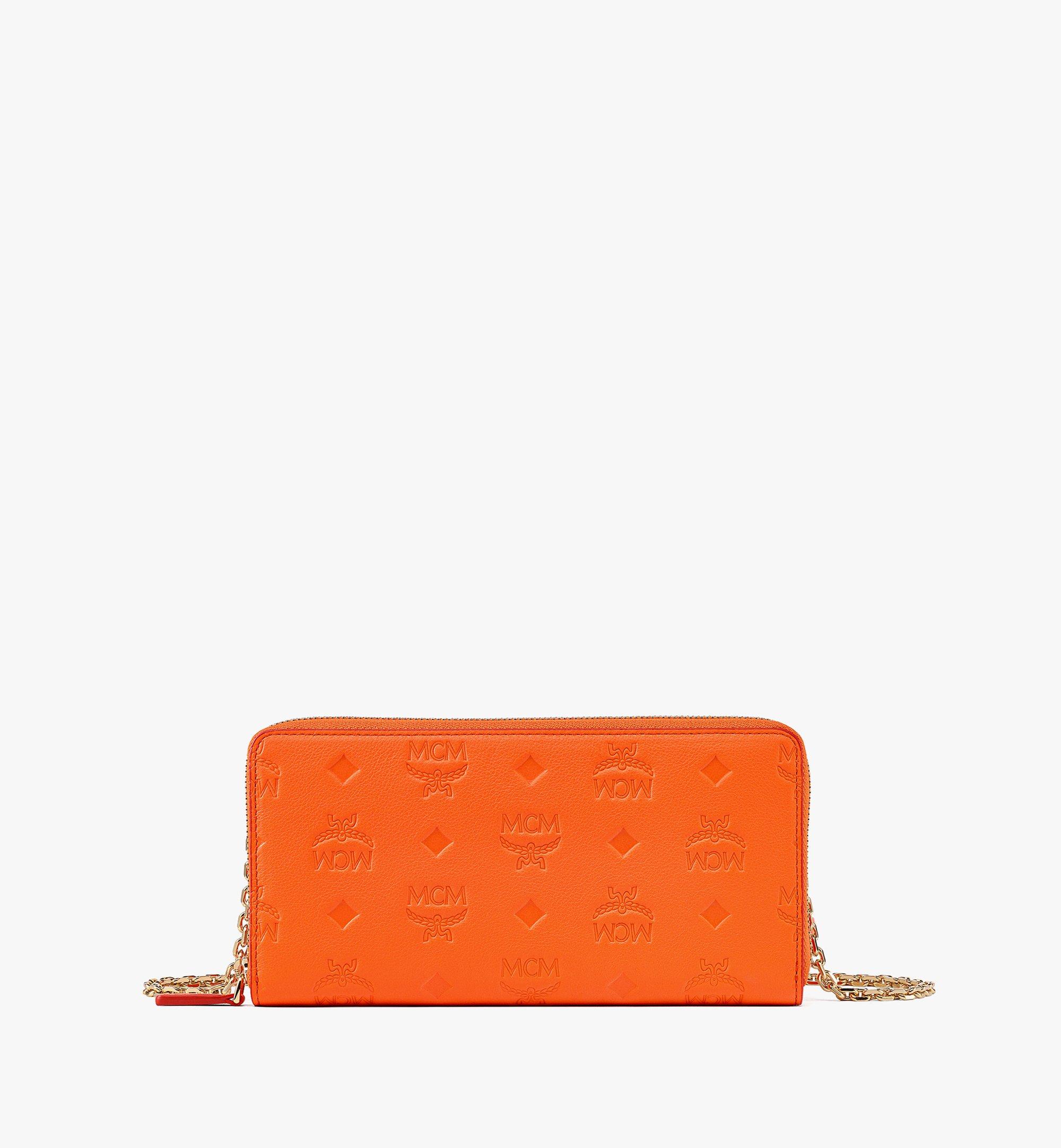 AREN CHAIN ZIP AROUND WALLET IN EMBOSSED MONOGRAM LEATHER