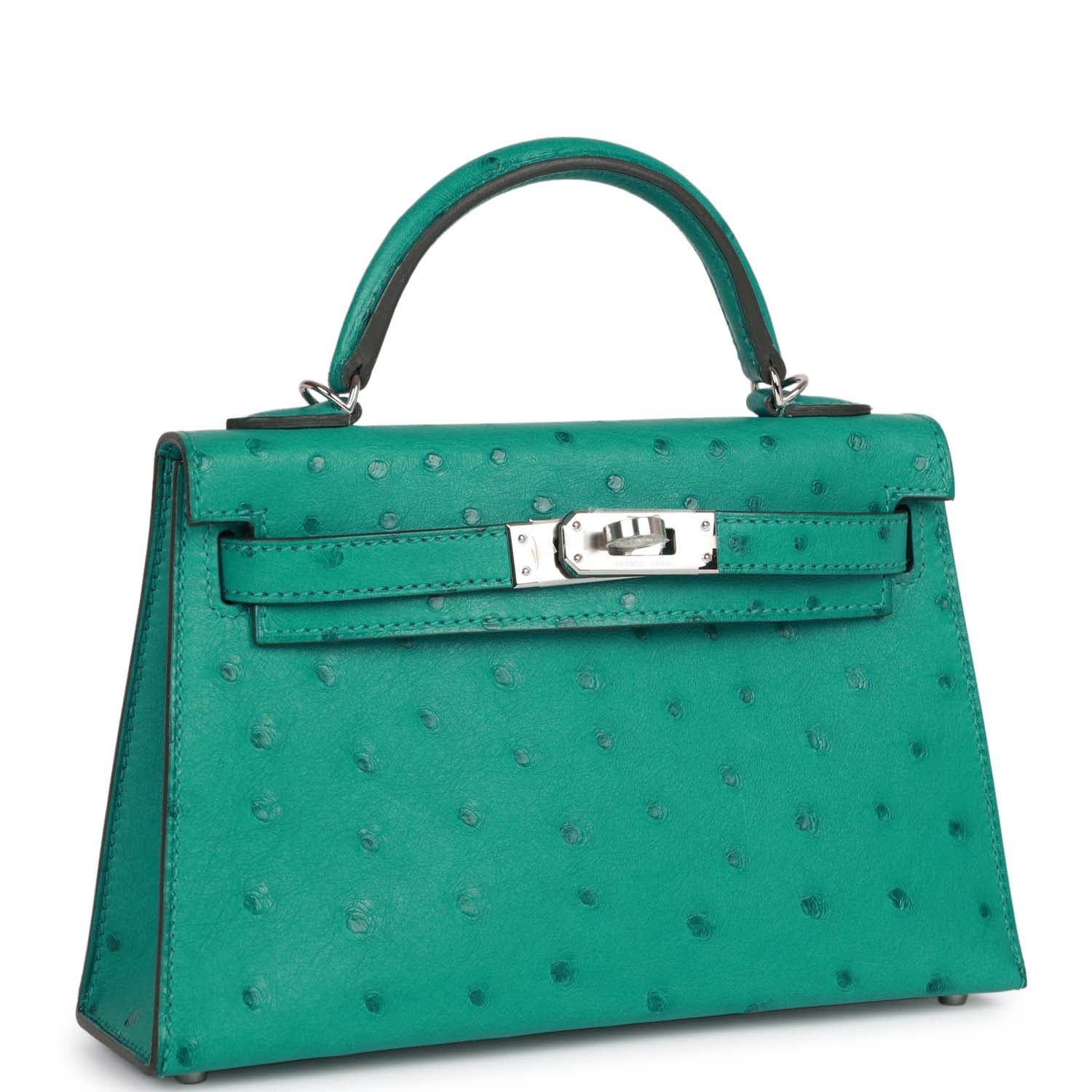 Hermès Kelly Sellier 20 Vert Verone Ostrich Palladium Hardware
