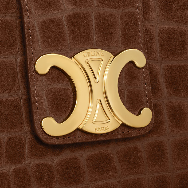 WILTERN CLUTCH TRIOMPHE SOFT IN CROCODILE EMBOSSED SUEDE CALFSKIN