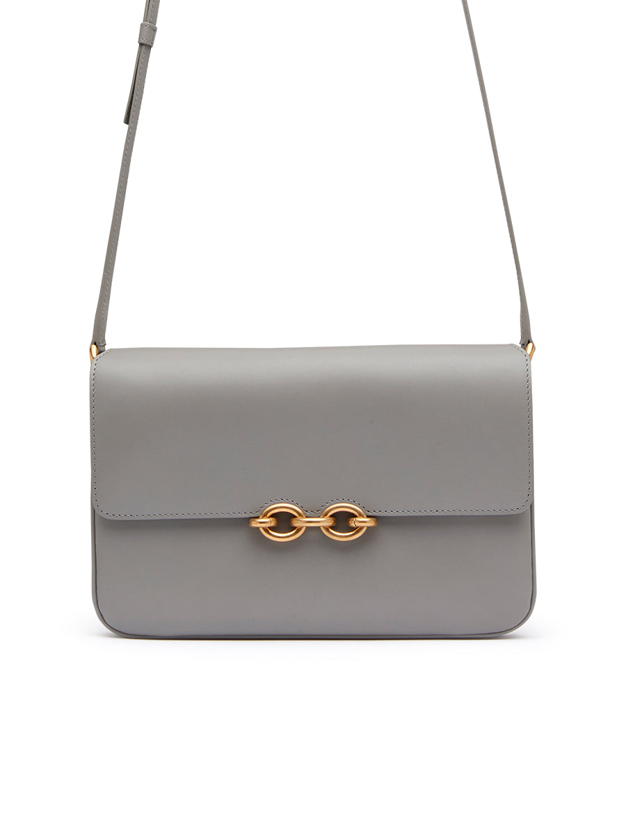 YSL Le Maillon Satchel in Smooth Leather in Grey