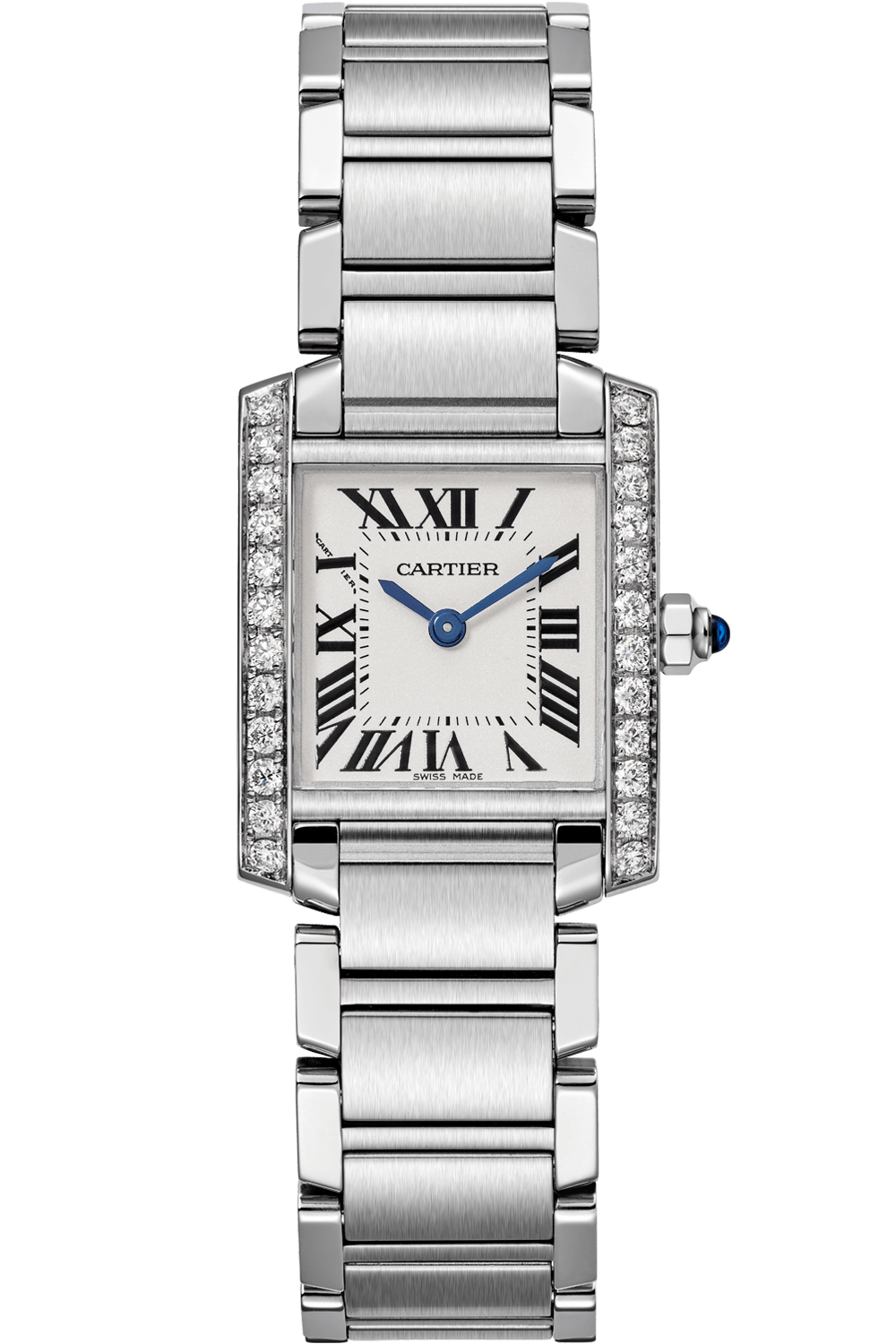 CARTIER Tank Francaise Small Model Stainless Steel & Diamonds Ladies Watch, W4TA0008