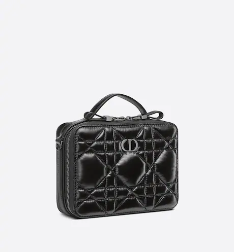 DIOR CARO BOX BAG Black Quilted Macrocannage Calfskin