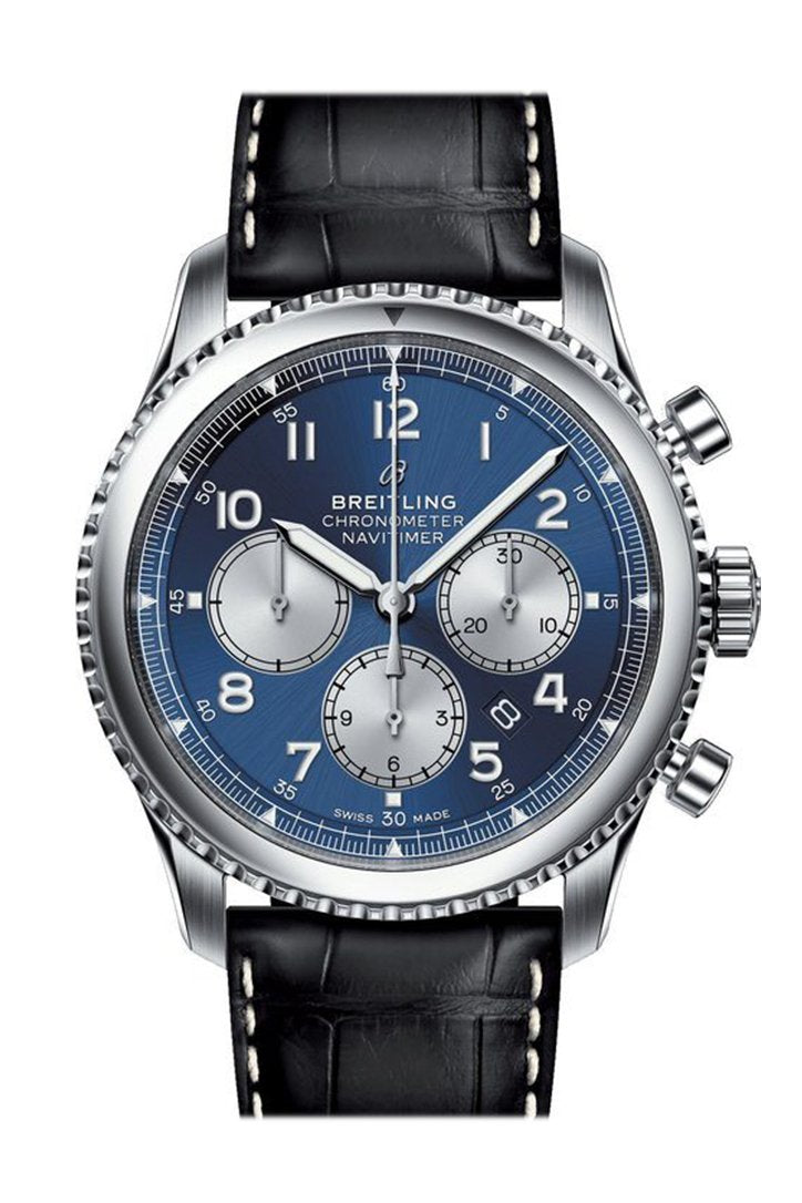 BREITLING Navitimer 8 B01 Chronograph Blue Dial Leather Men's Watch AB011713