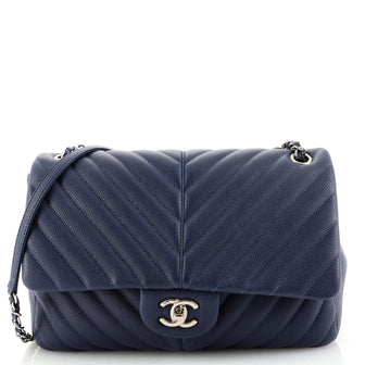 Chanel Puffy CC Flap Bag Chevron Caviar Large