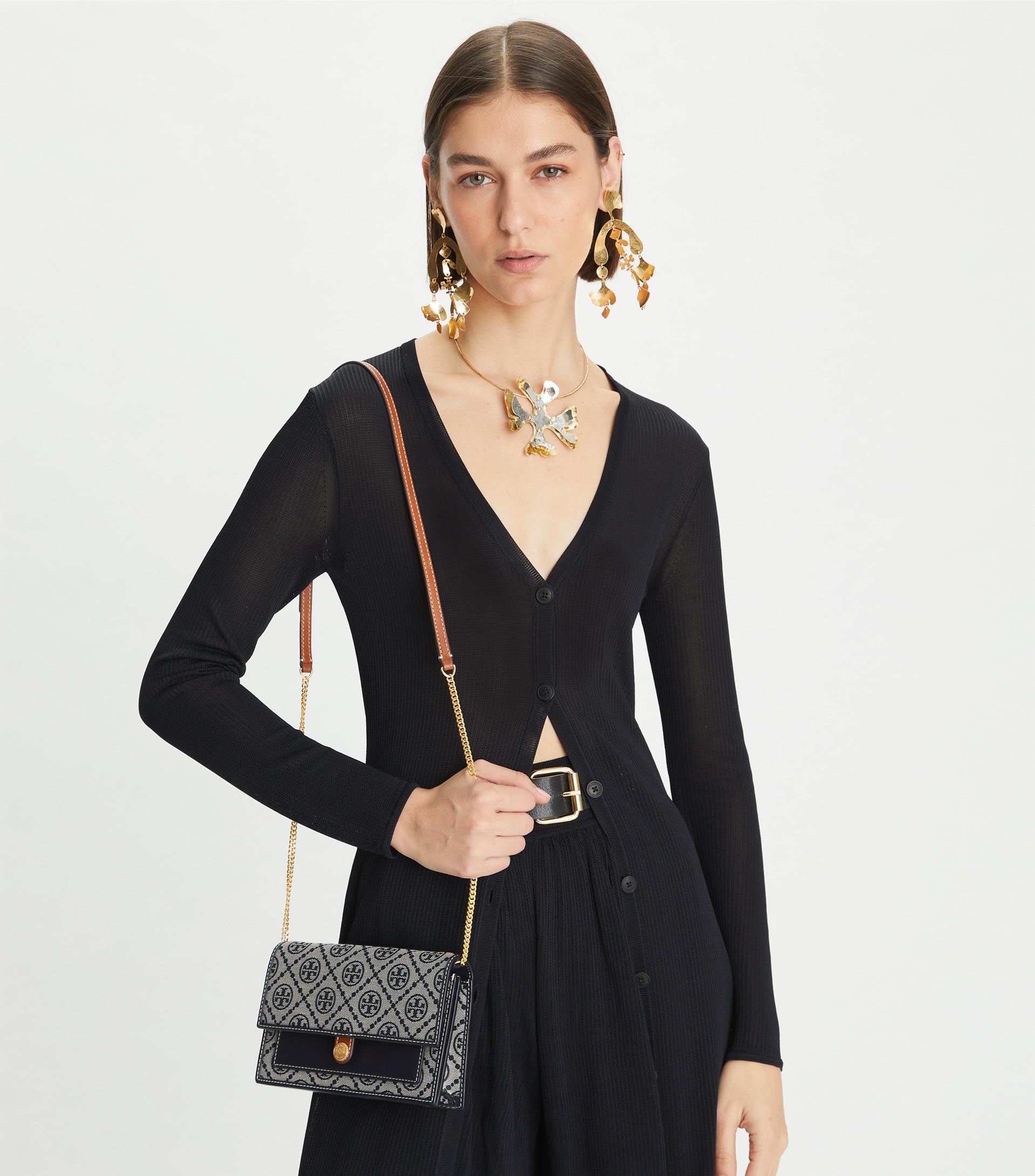 T MONOGRAM JACQUARD WALLET CROSSBODY