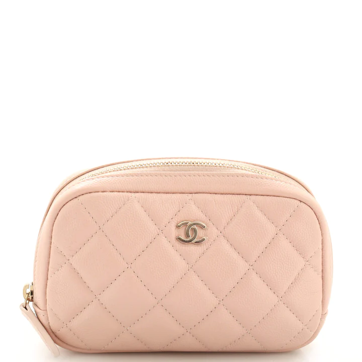 Chanel Curvy Cosmetic Pouch Quilted Caviar Small