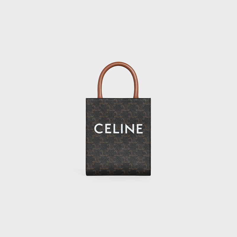 MINI VERTICAL CABAS IN TRIOMPHE CANVAS AND CALFSKIN WITH CELINE PRINT