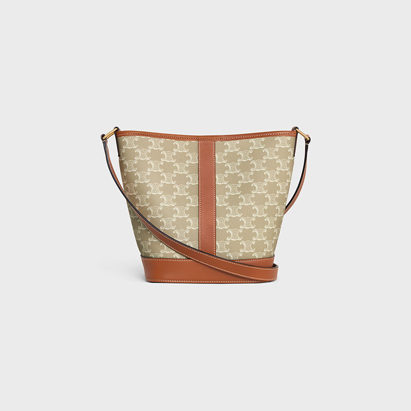 SMALL BUCKET CUIR TRIOMPHE IN TRIOMPHE CANVAS AND CALFSKIN