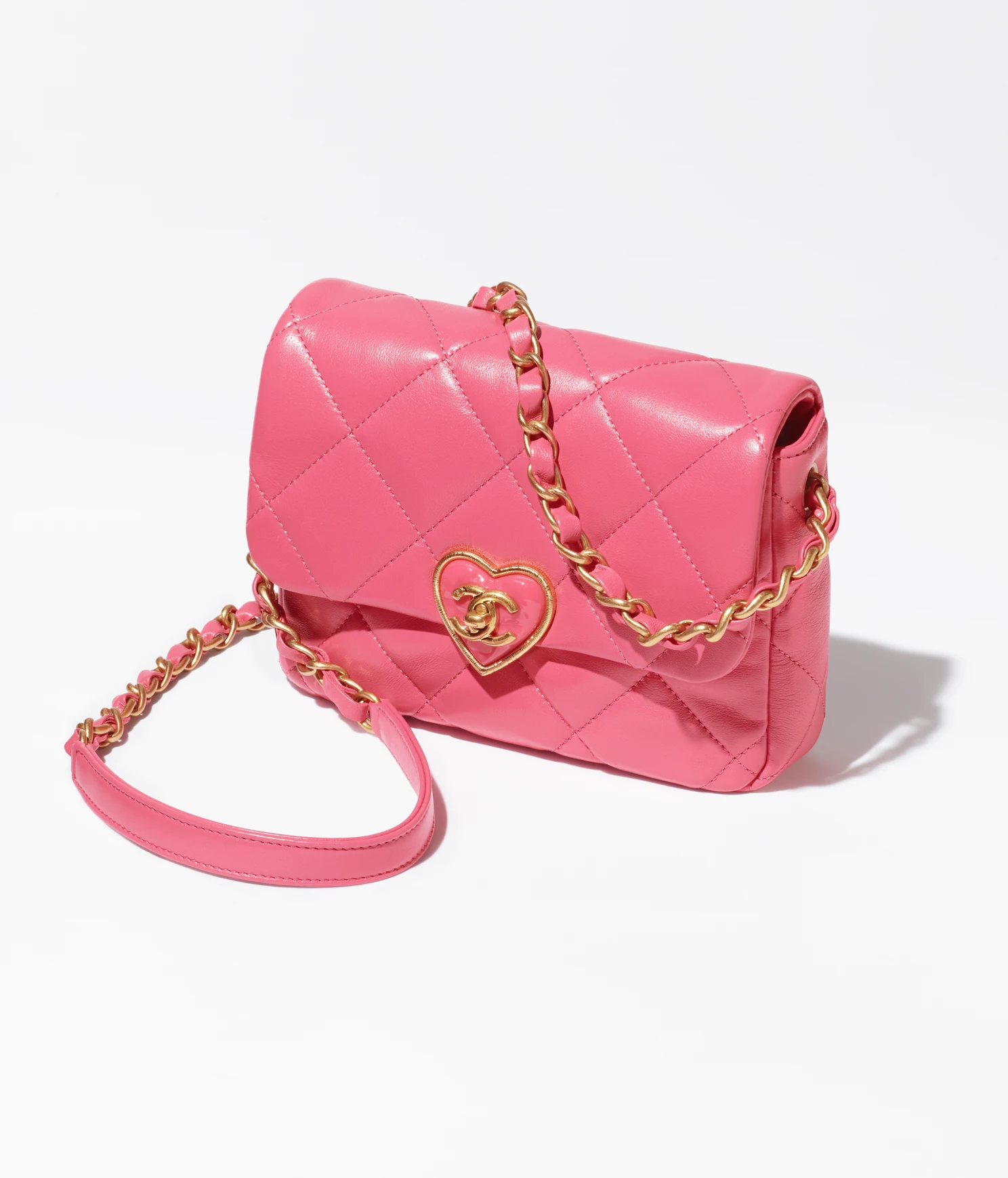MINI FLAP BAG Lambskin, Plexi & Gold-Tone Metal Pink