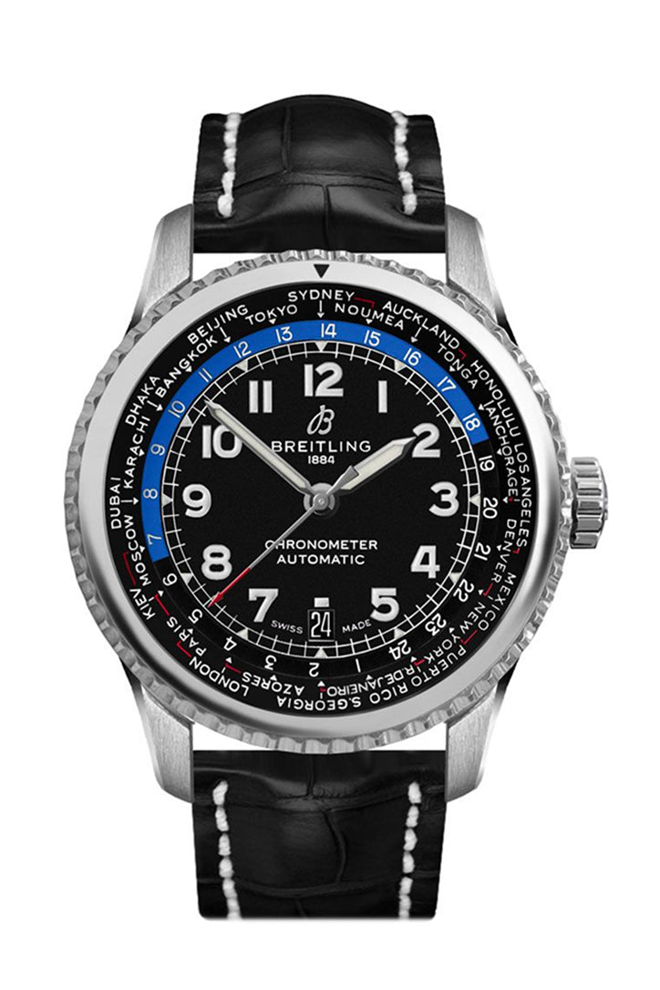 BREITLING Navitimer 8 B35 43mm Automatic Unitime Black Croc Deployment AB3521U41 B1P1