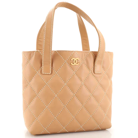 Chanel Surpique Tote Quilted Leather Small