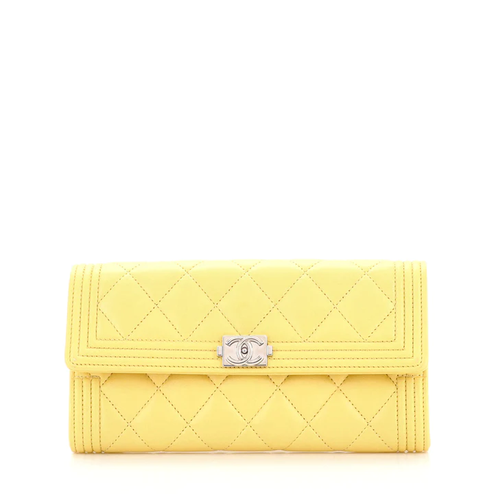 Chanel Boy Flap Wallet Quilted Lambskin Long