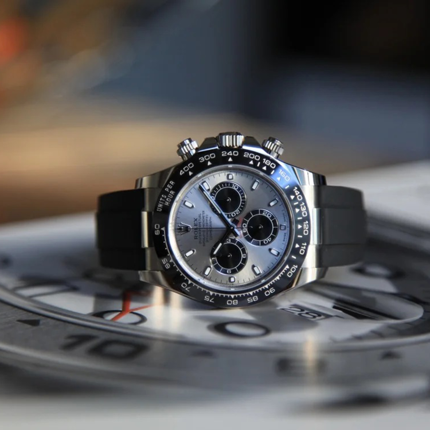 ROLEX Daytona White Gold Steel Dial Oysterflex Strap 116519ln-0027