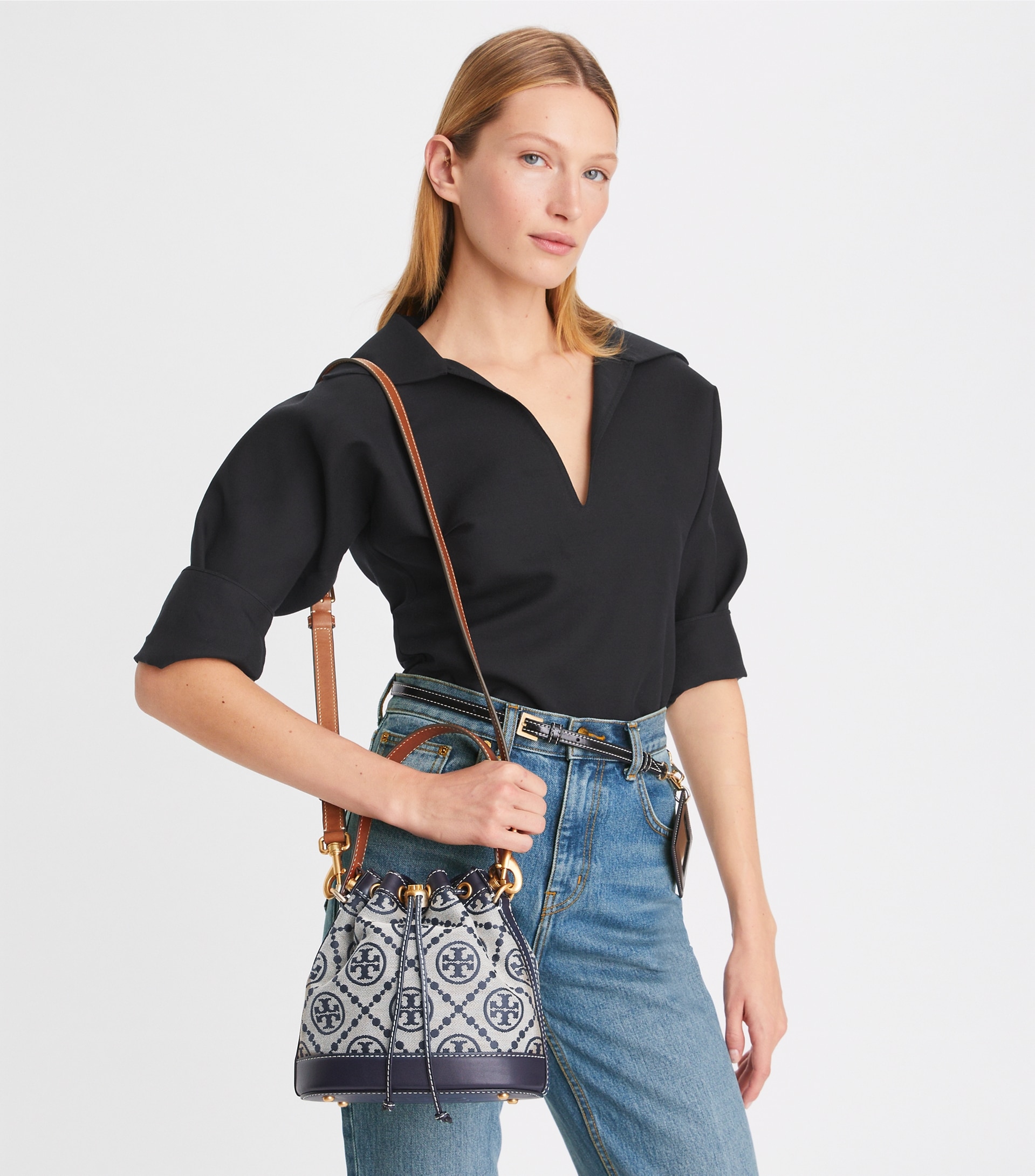 T MONOGRAM BUCKET BAG