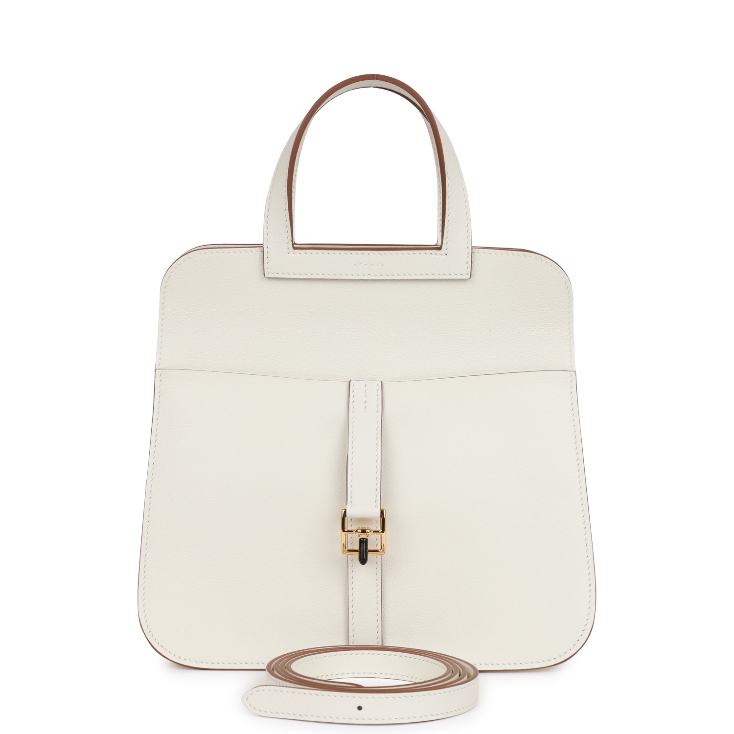 Hermès Halzan 25 White Evercolor Gold Hardware