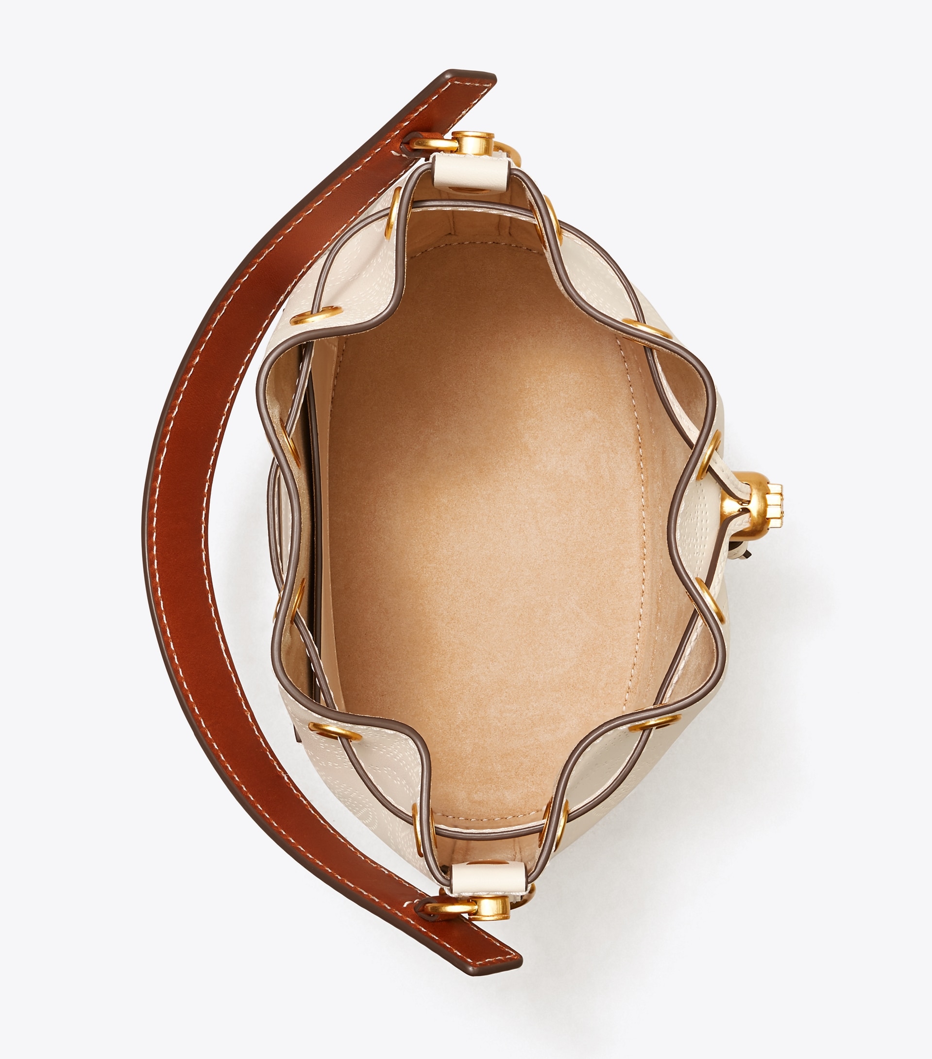 T MONOGRAM PERFORATED BUCKET BAG