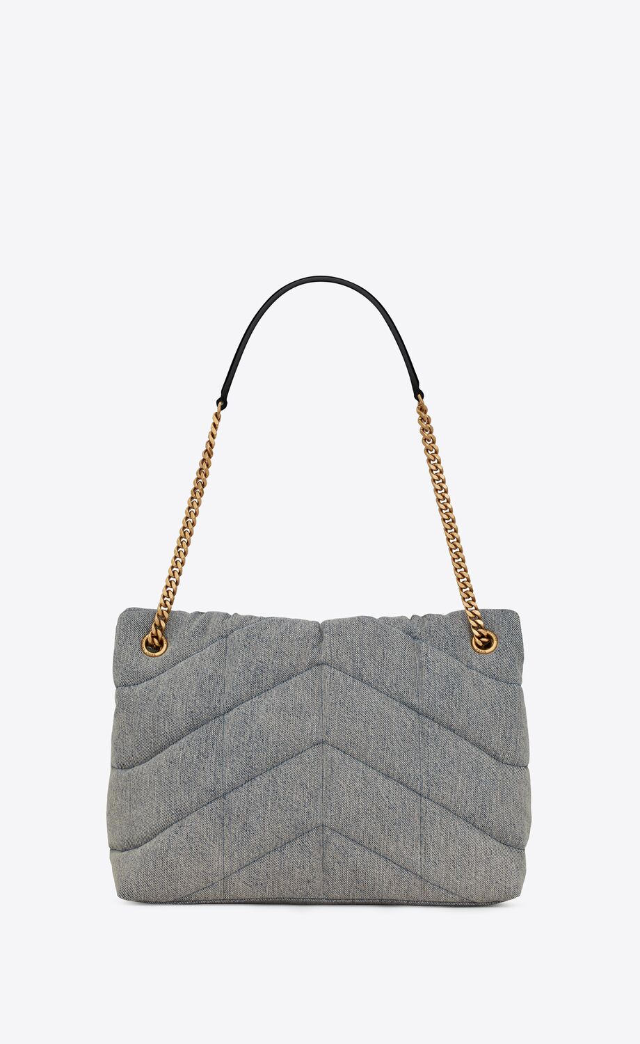 YSL Puffer Medium Chain Bag in Denim and Smooth Leather