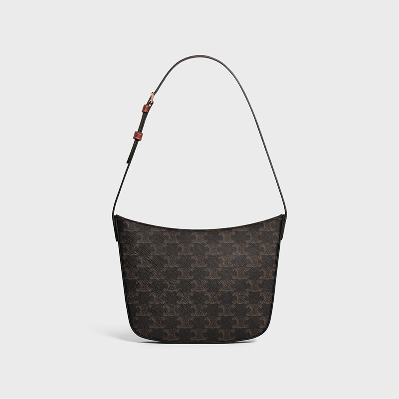 MEDIUM CELINE CROQUE BAG IN TRIOMPHE CANVAS AND CALFSKIN