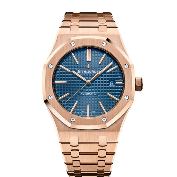 AUDEMARS PIGUET Royal Oak Self Winding with Blue Dial 41mm 18k Rose Gold Watch 15400OR.OO.1220OR.03